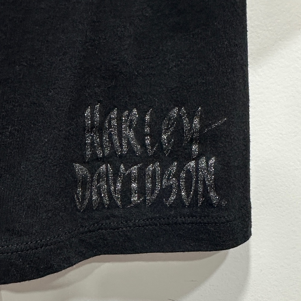 Harley-Davidson Black 3/4 Sleeve V-Neck Top Size Medium - Picture 4 of 11